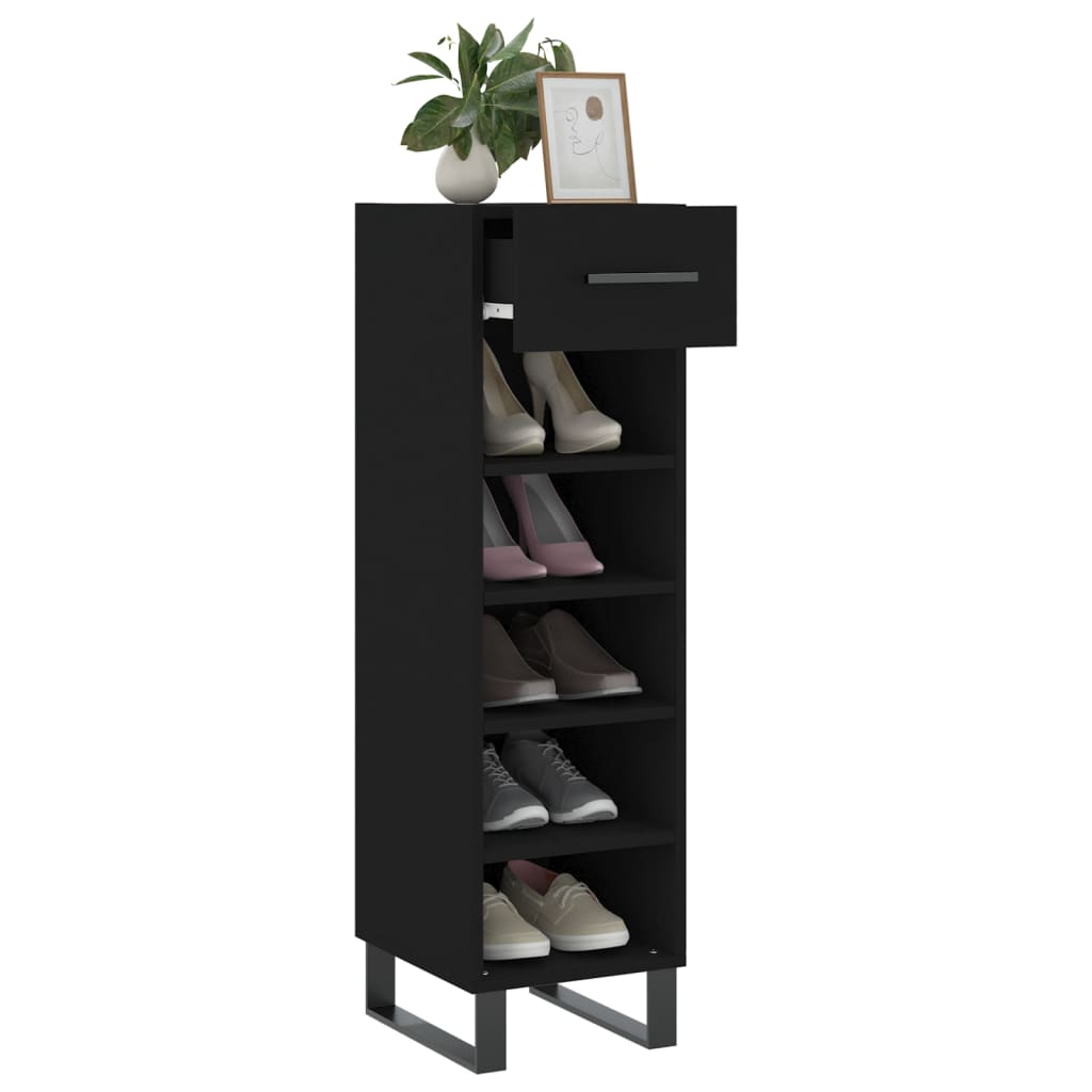 Schuhschrank Schwarz 30x35x105 cm Holzwerkstoff