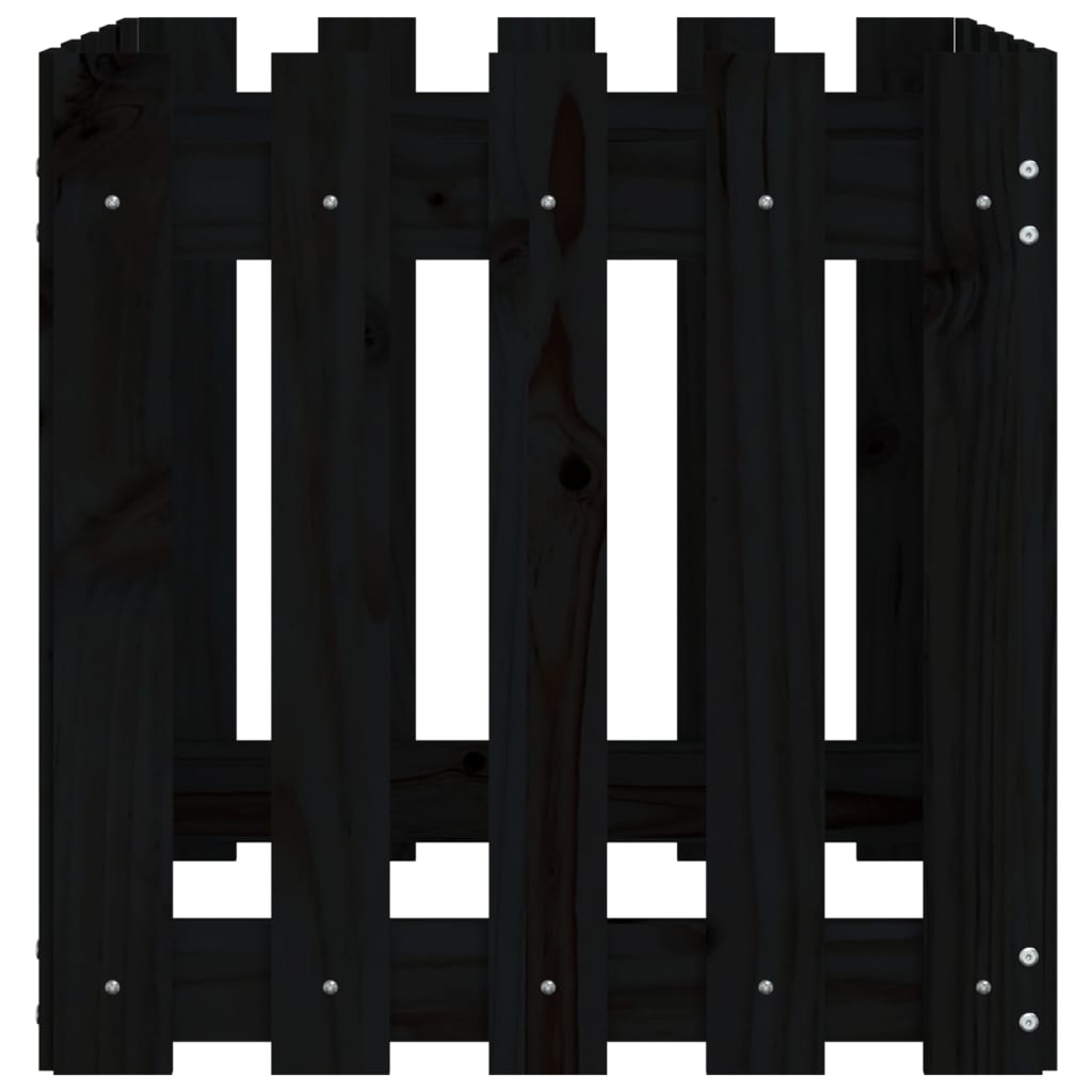 Pflanzkübel Lattenzaun-Design Schwarz 50x50x50 cm Kiefernholz