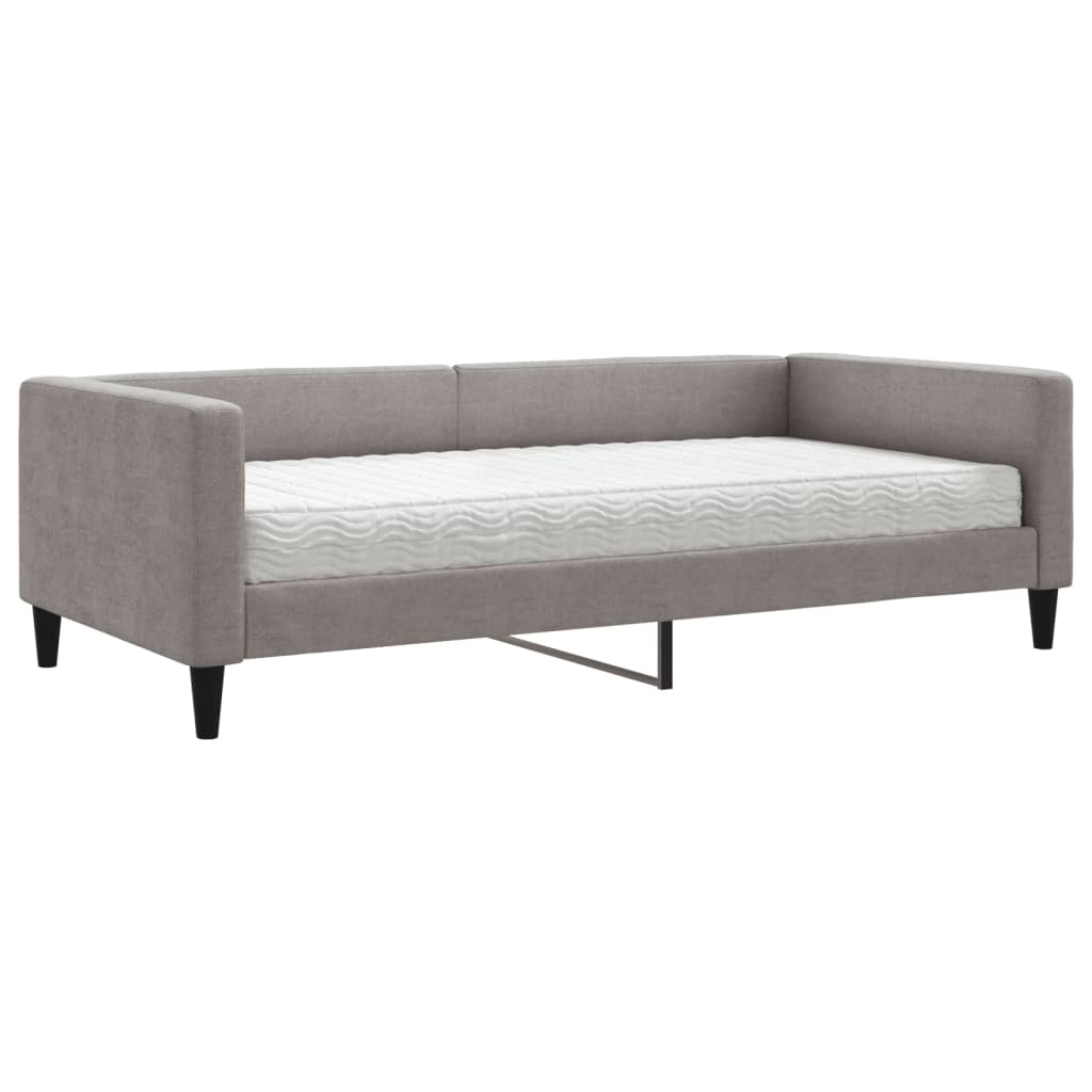 Tagesbett mit Matratze Taupe 100x200 cm Stoff