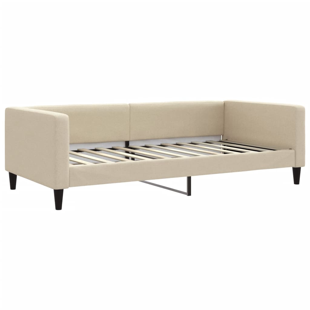 Tagesbett Ausziehbar Creme 100x200 cm Stoff