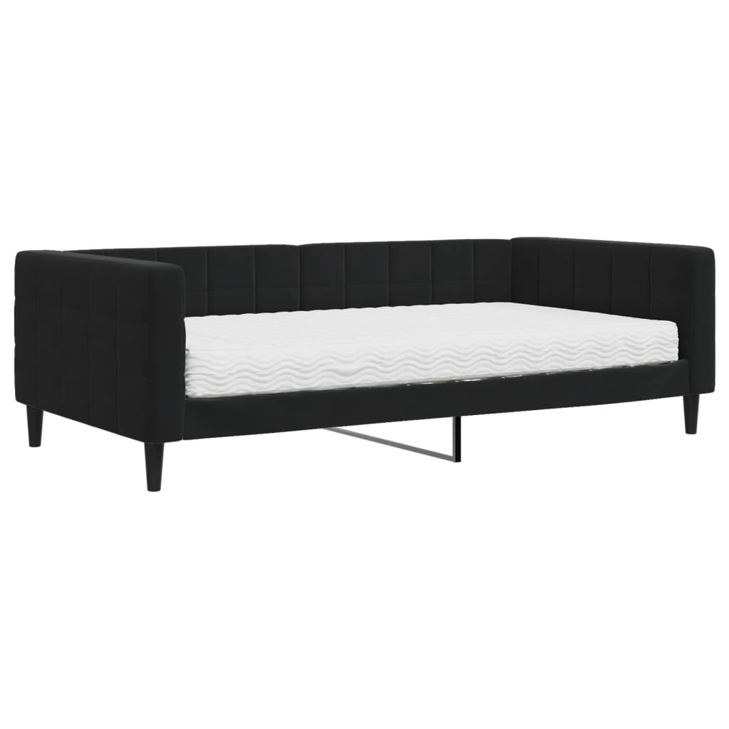 Tagesbett mit Matratze Schwarz 100x200 cm Samt