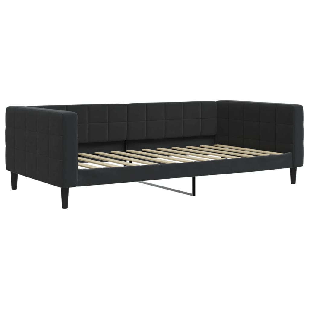 Tagesbett Ausziehbar mit Schubladen Schwarz 100x200 cm Samt