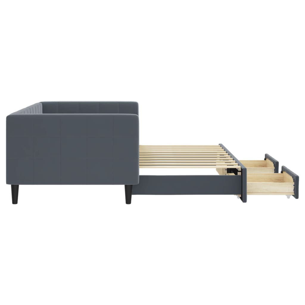 Tagesbett Ausziehbar mit Schubladen Dunkelgrau 90x190 cm Samt