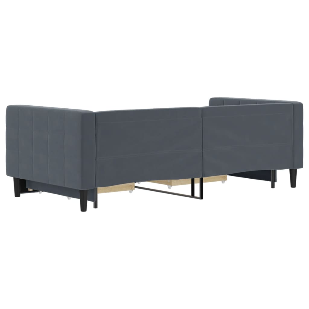 Tagesbett Ausziehbar mit Schubladen Dunkelgrau 90x190 cm Samt