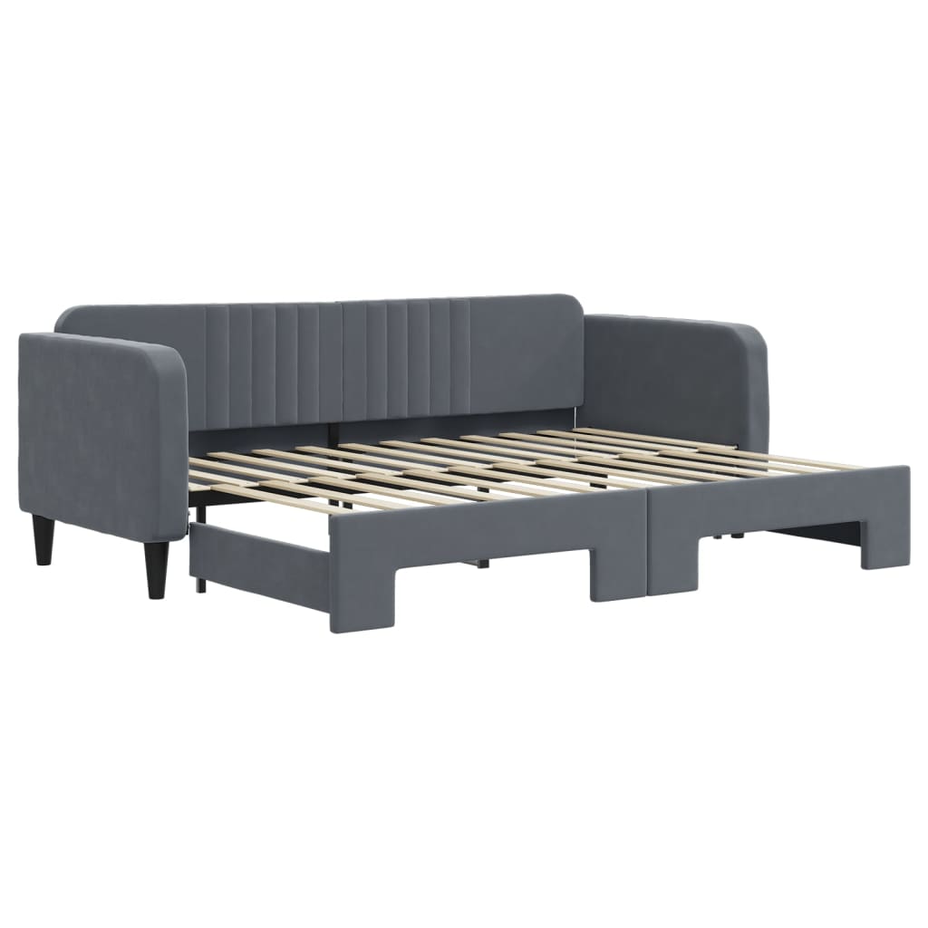Tagesbett Ausziehbar Dunkelgrau 80x200 cm Samt