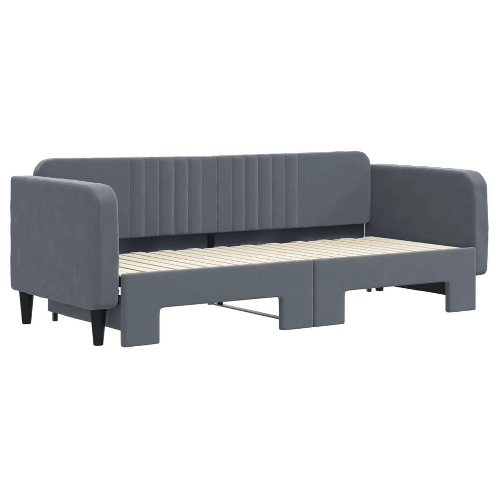 Tagesbett Ausziehbar Dunkelgrau 80x200 cm Samt