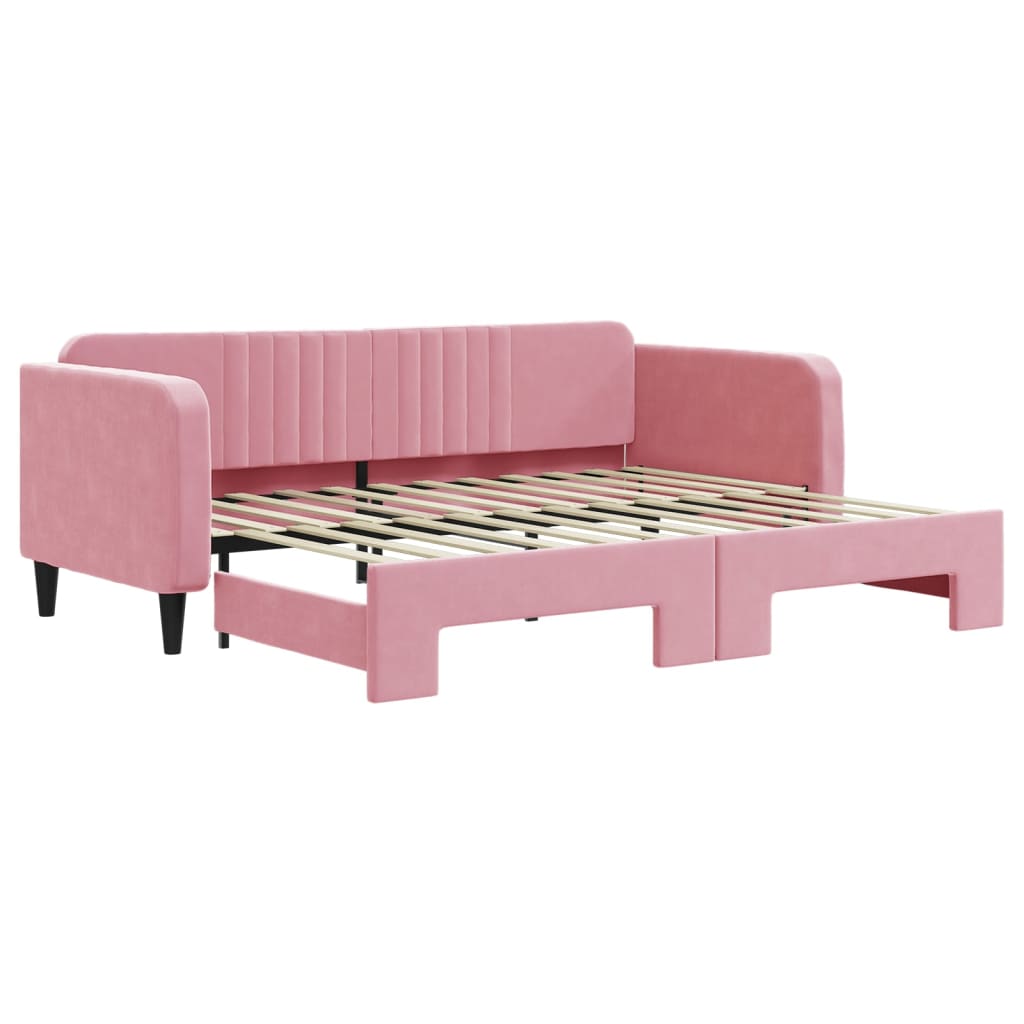 Tagesbett Ausziehbar Rosa 90x200 cm Samt