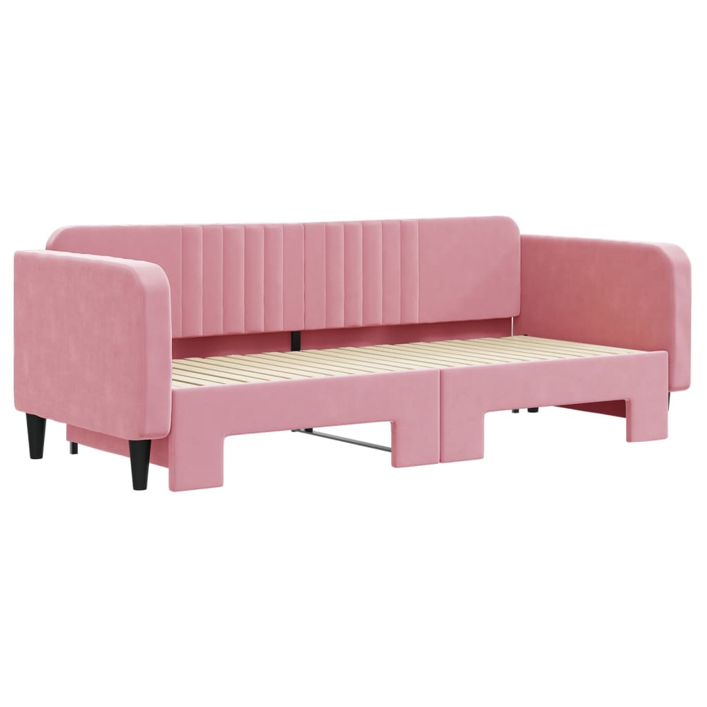 Tagesbett Ausziehbar Rosa 90x200 cm Samt