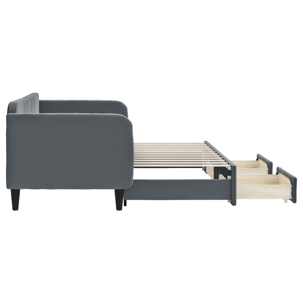Tagesbett Ausziehbar mit Schubladen Dunkelgrau 80x200 cm Samt