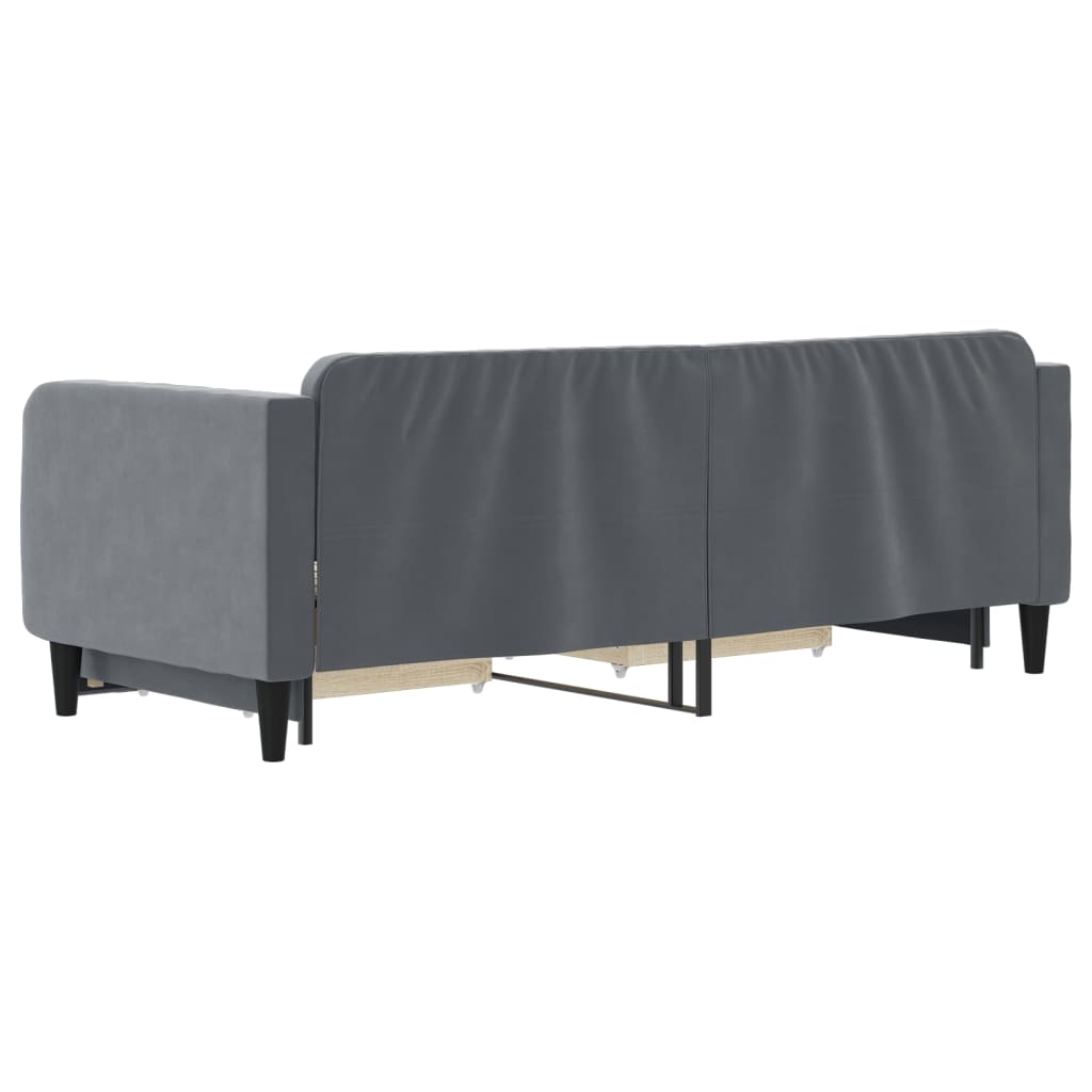 Tagesbett Ausziehbar mit Schubladen Dunkelgrau 80x200 cm Samt