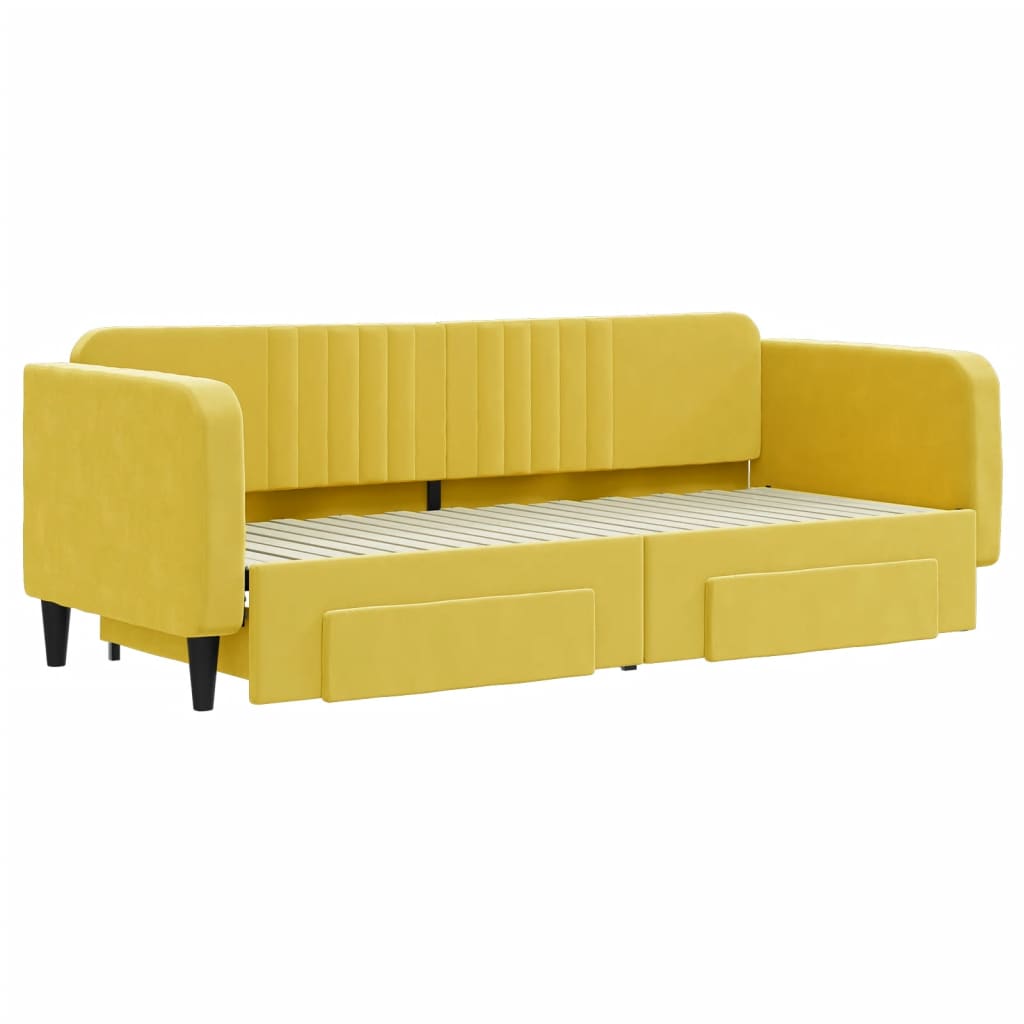 Tagesbett Ausziehbar mit Schubladen Gelb 80x200 cm Samt
