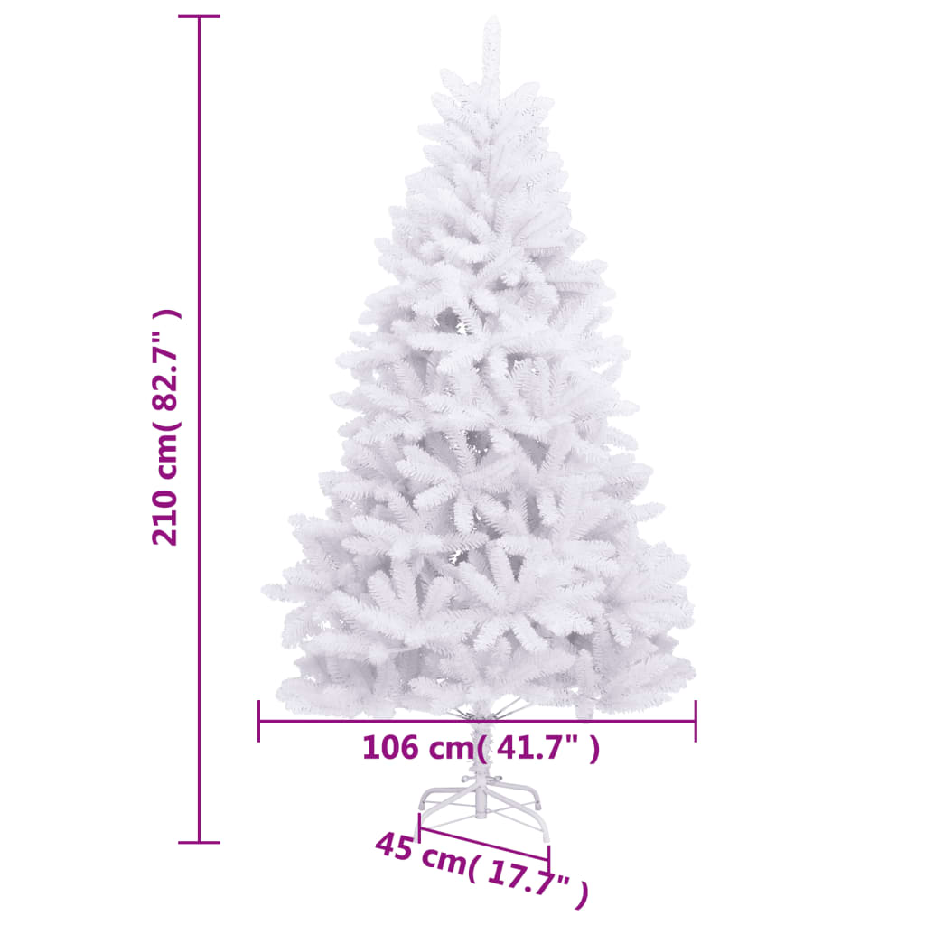 Künstlicher Weihnachtsbaum Klappbar mit Ständer Weiß 210 cm