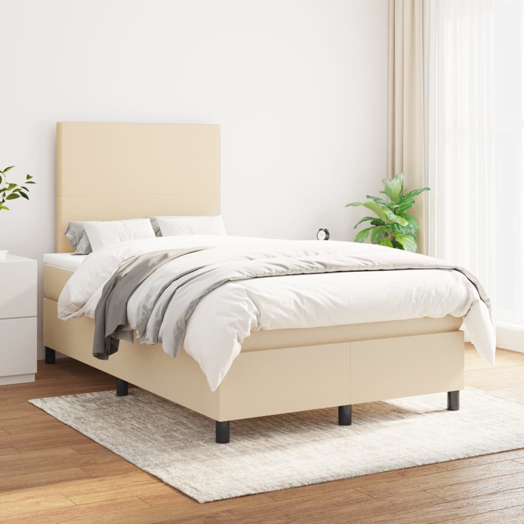 Boxspringbett mit Matratze Creme 120x200 cm Stoff