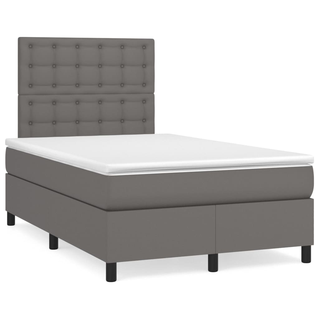 Boxspringbett mit Matratze Grau 120x200 cm Kunstleder