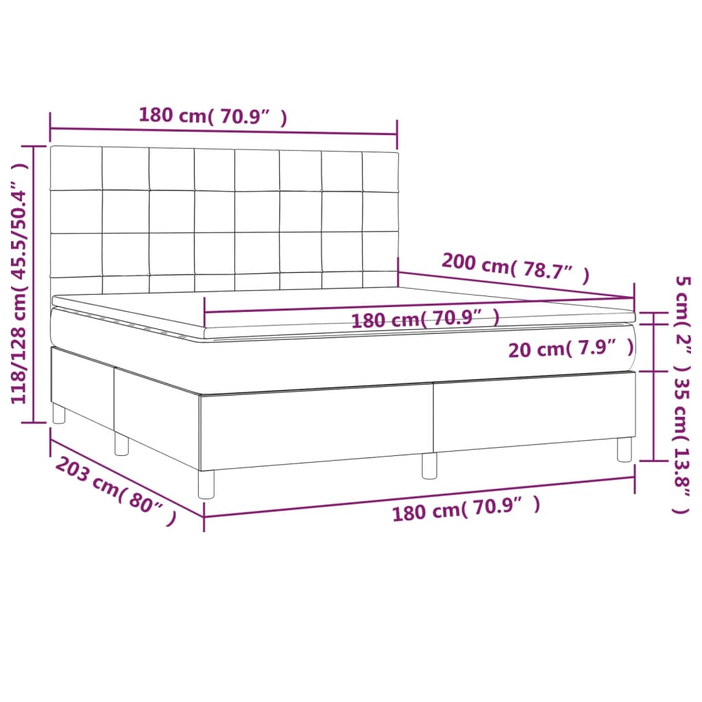 Boxspringbett mit Matratze Dunkelblau 180x200 cm Samt