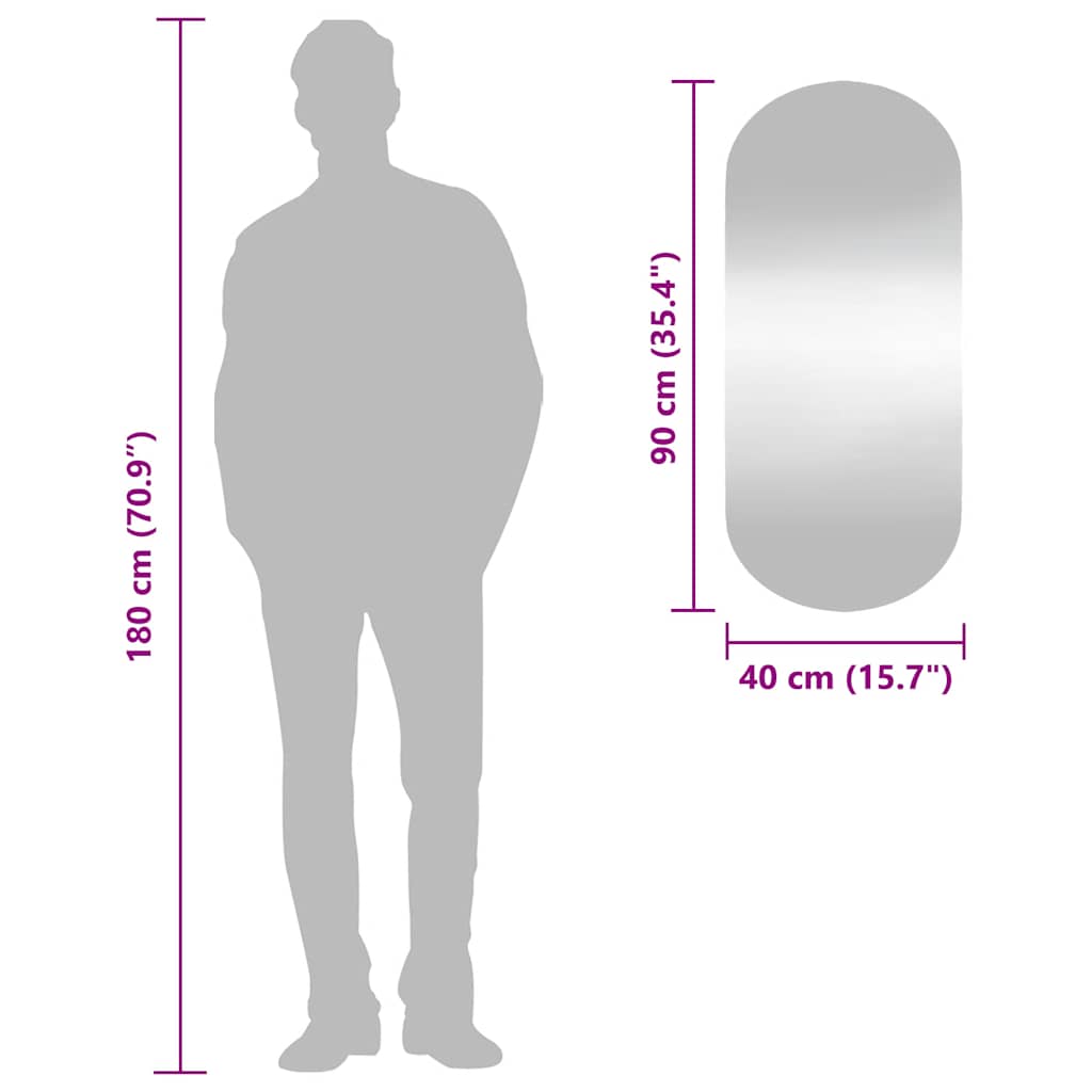 Wandspiegel 40x90 cm Glas Oval