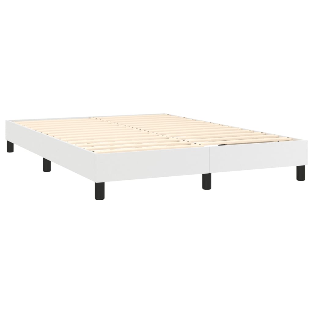 Boxspringbett mit Matratze Weiß 140x190 cm Kunstleder