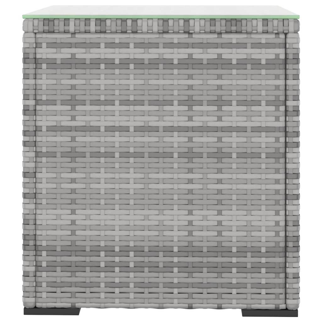 Beistelltisch Grau 40x37x40,5 cm Poly Rattan und Hartglas
