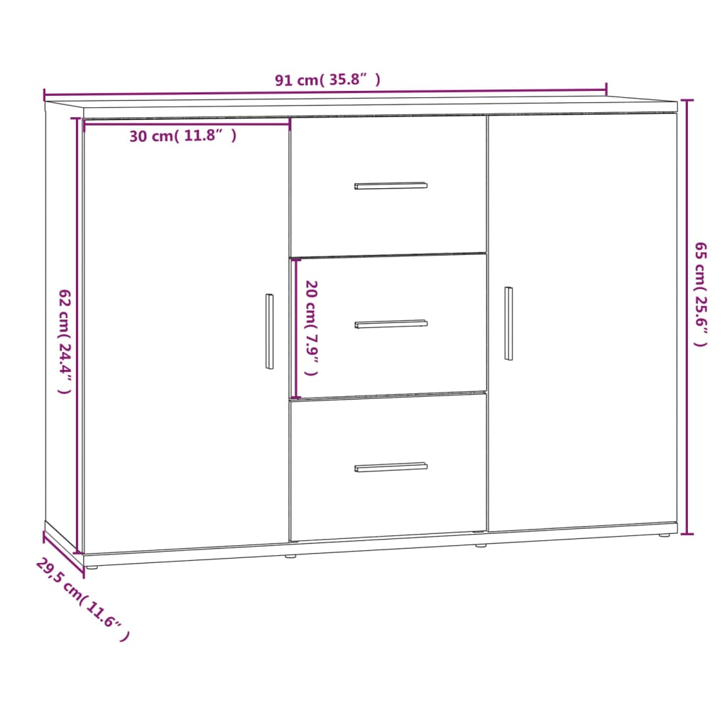 Sideboard Betongrau 91x29,5x65 cm Holzwerkstoff