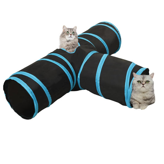 Katzentunnel 3-Wege Schwarz und Blau 90 cm Polyester