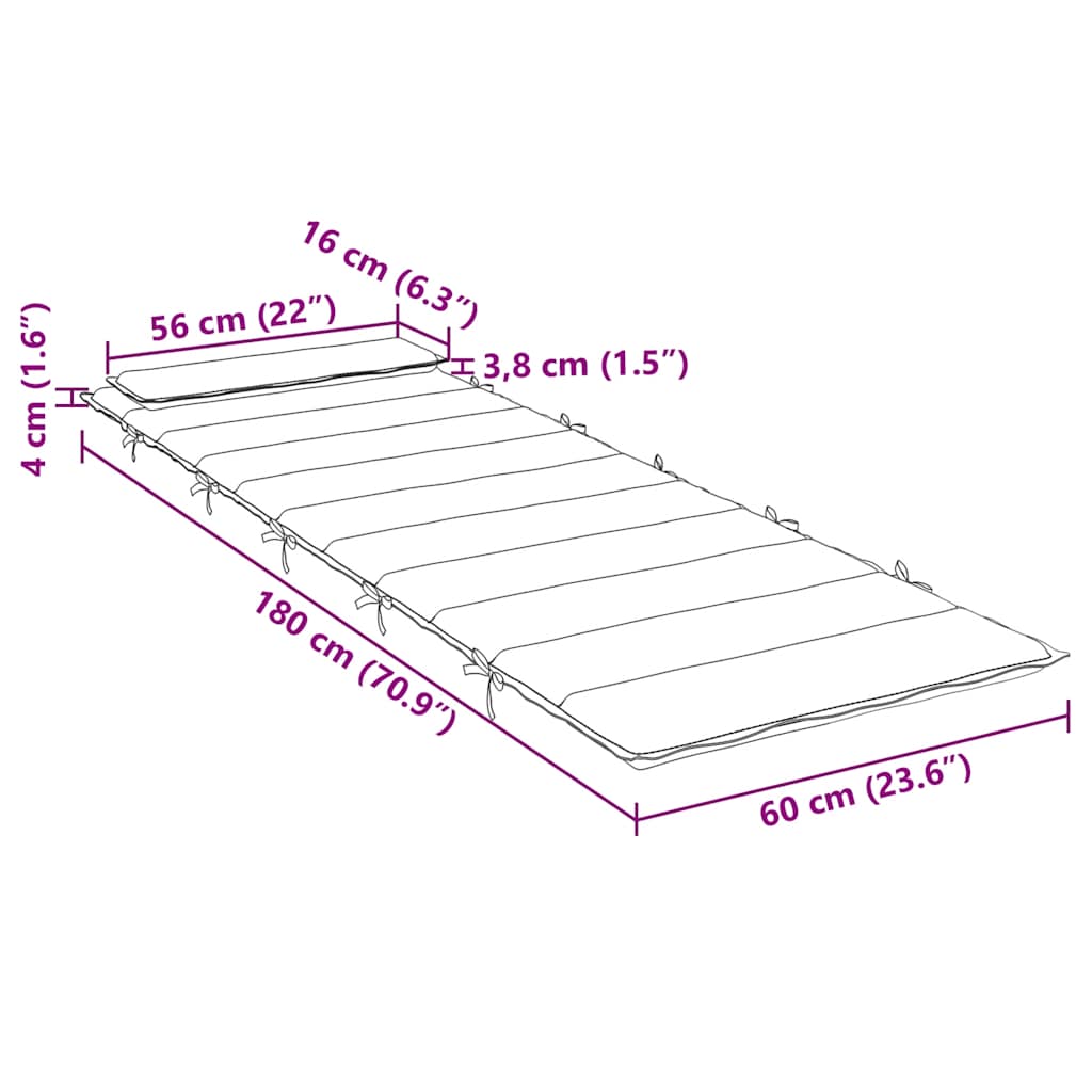 Sonnenliegen-Auflage Blattmuster 180x60x4 cm Oxford-Gewebe