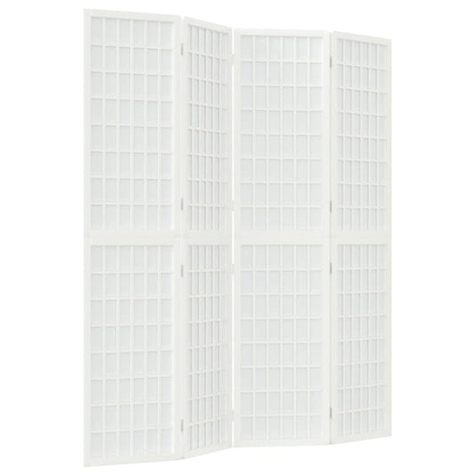 4-tlg. Paravent Japanischer Stil Faltbar 160x170 cm Weiß