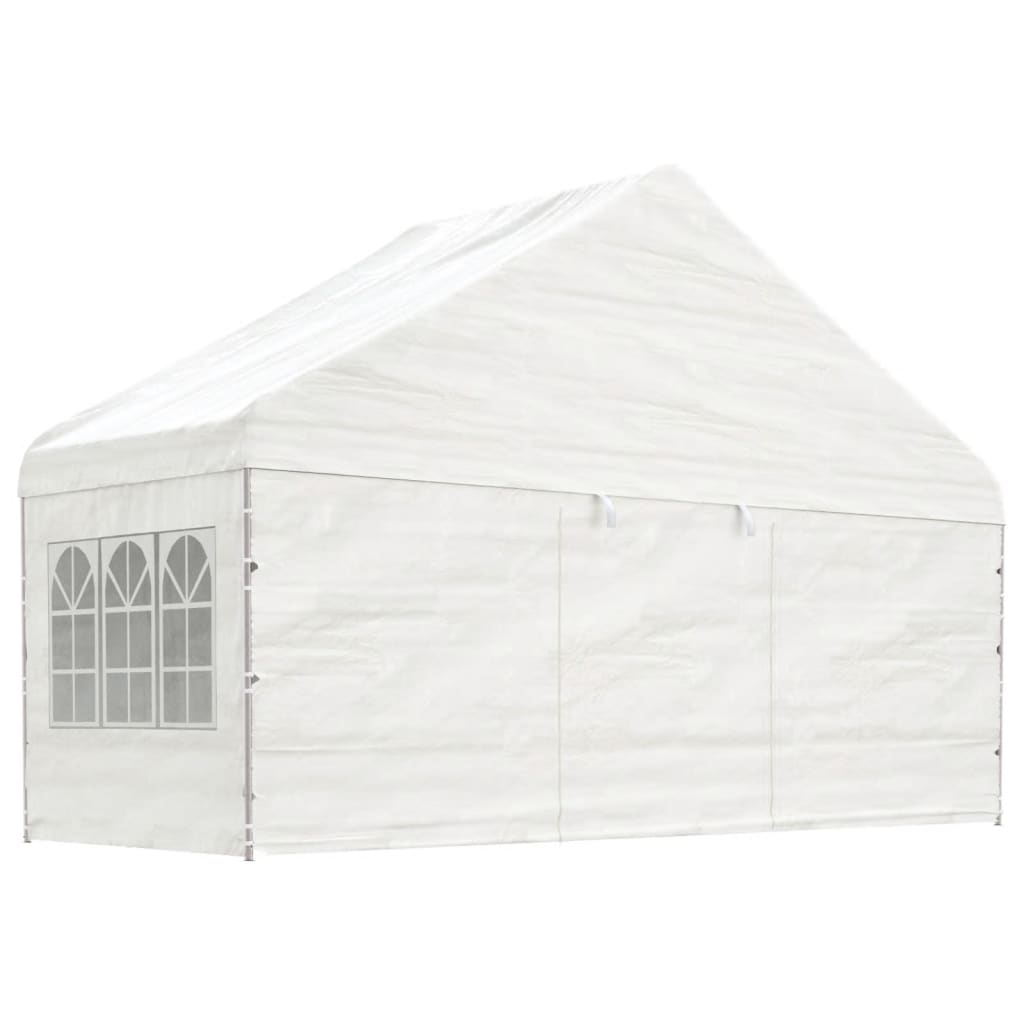 Pavillon mit Dach Weiß 8,92x5,88x3,75 m Polyethylen