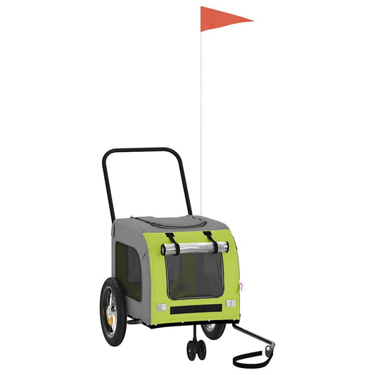 Fahrradanhänger für Haustiere mit Speicher Grün und Grau