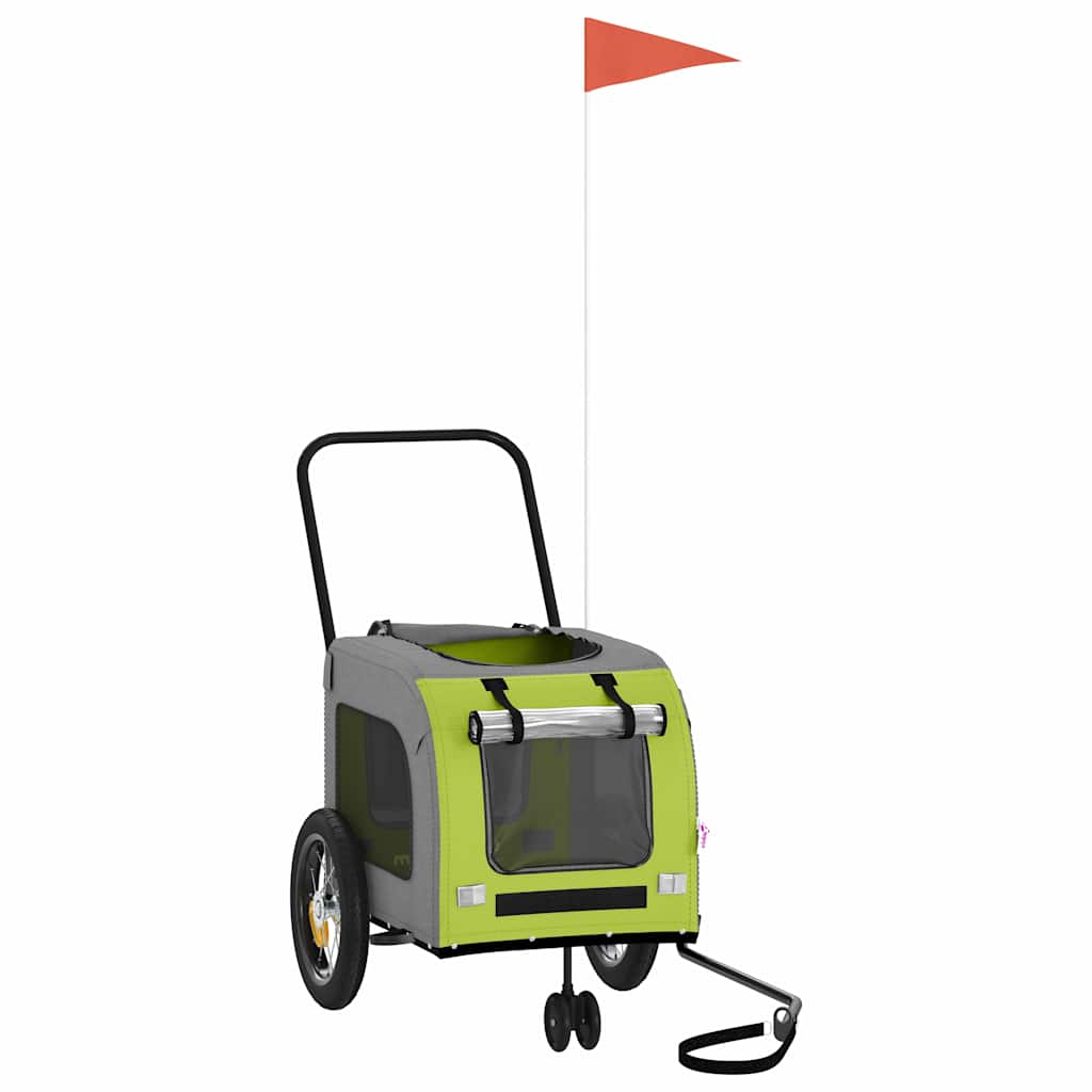 Fahrradanhänger für Haustiere mit Speicher Grün und Grau