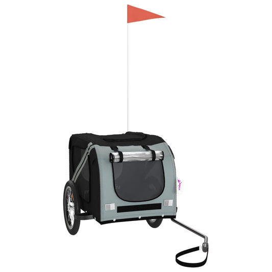 Fahrradanhänger Hunde Schwarz und Grau Oxford-Gewebe und Eisen