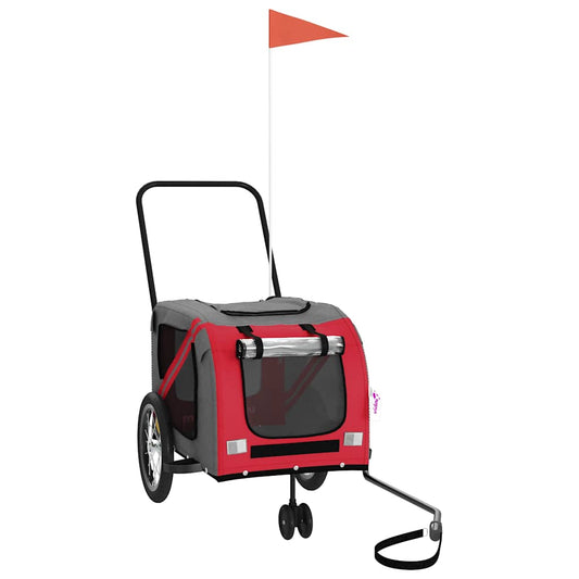 Fahrradanhänger Hunde Rot und Grau Oxford-Gewebe und Eisen