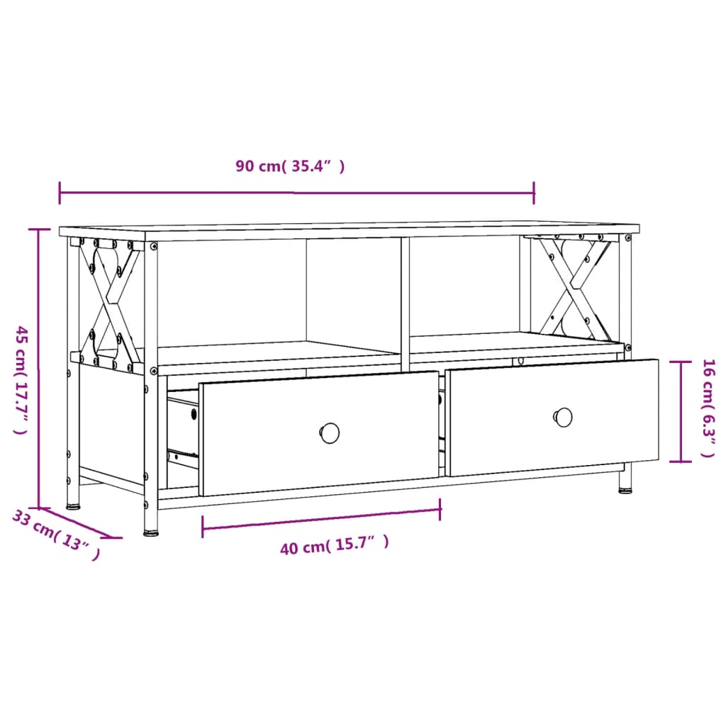 TV-Schrank Sonoma-Eiche 90x33x45 cm Holzwerkstoff & Eisen