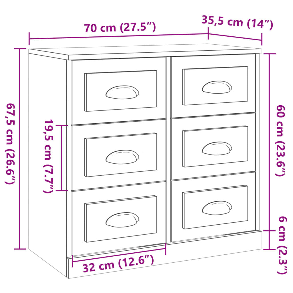 Sideboard Braun Eichen-Optik 70x35,5x67,5 cm Holzwerkstoff