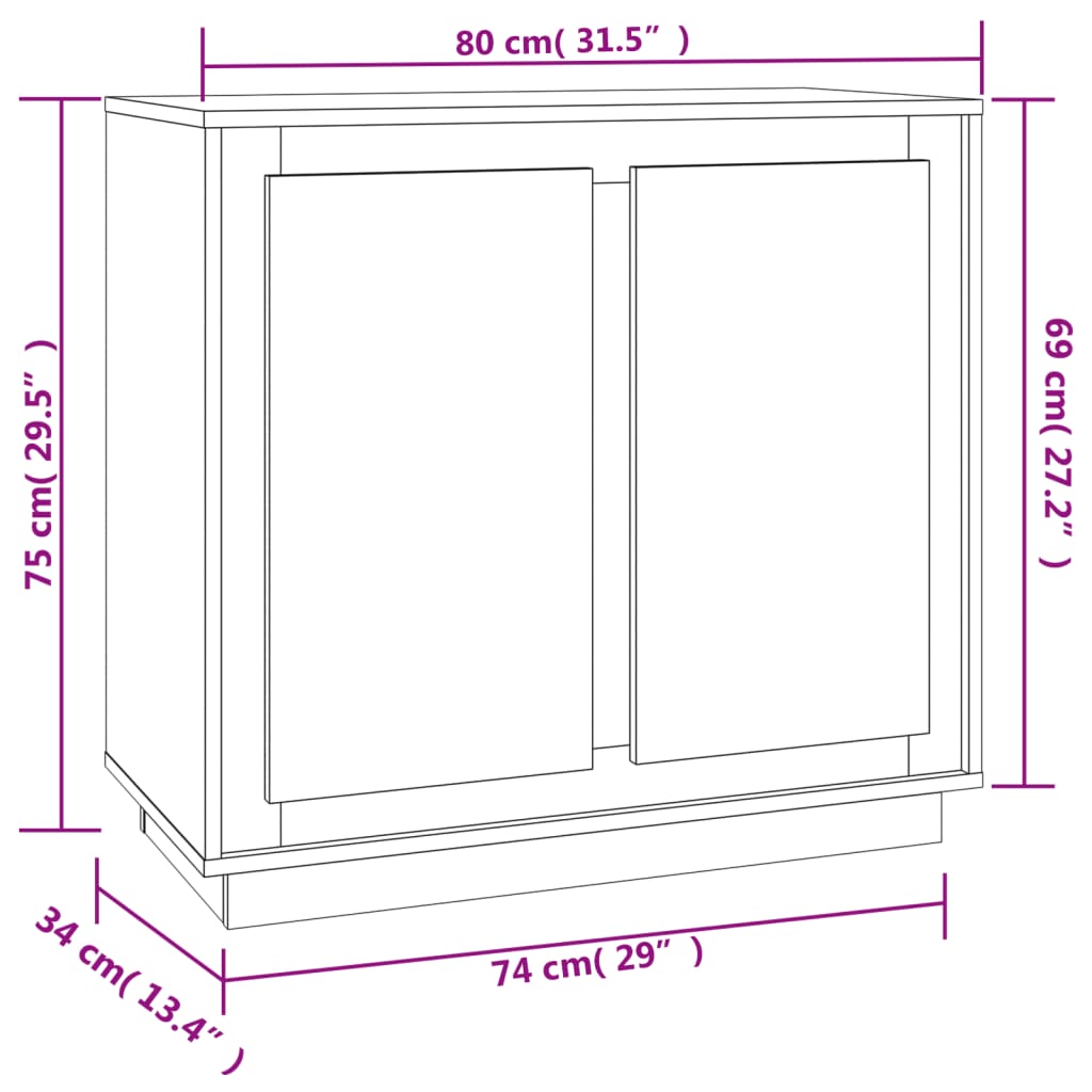 Sideboard Grau Sonoma 80x34x75 cm Holzwerkstoff