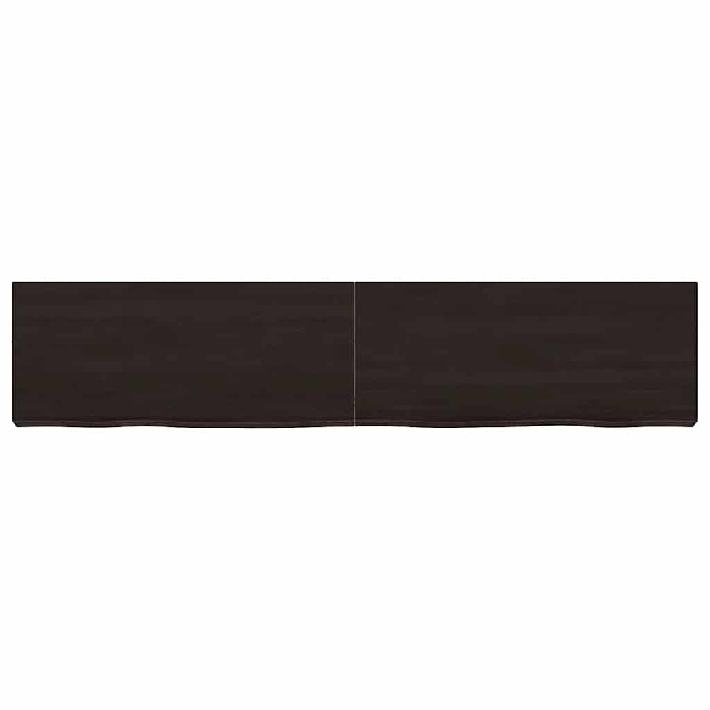 Wandregal Dunkelbraun 140x30x(2-6)cm Massivholz Eiche Behandelt