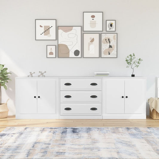 Sideboards 3 Stk. Weiß Holzwerkstoff