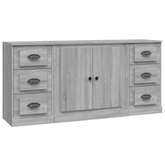 Sideboards 3 Stk. Grau Sonoma Holzwerkstoff