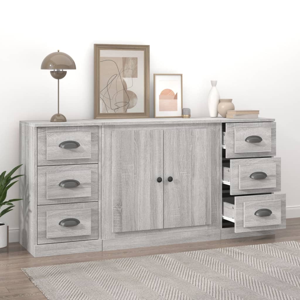 Sideboards 3 Stk. Grau Sonoma Holzwerkstoff