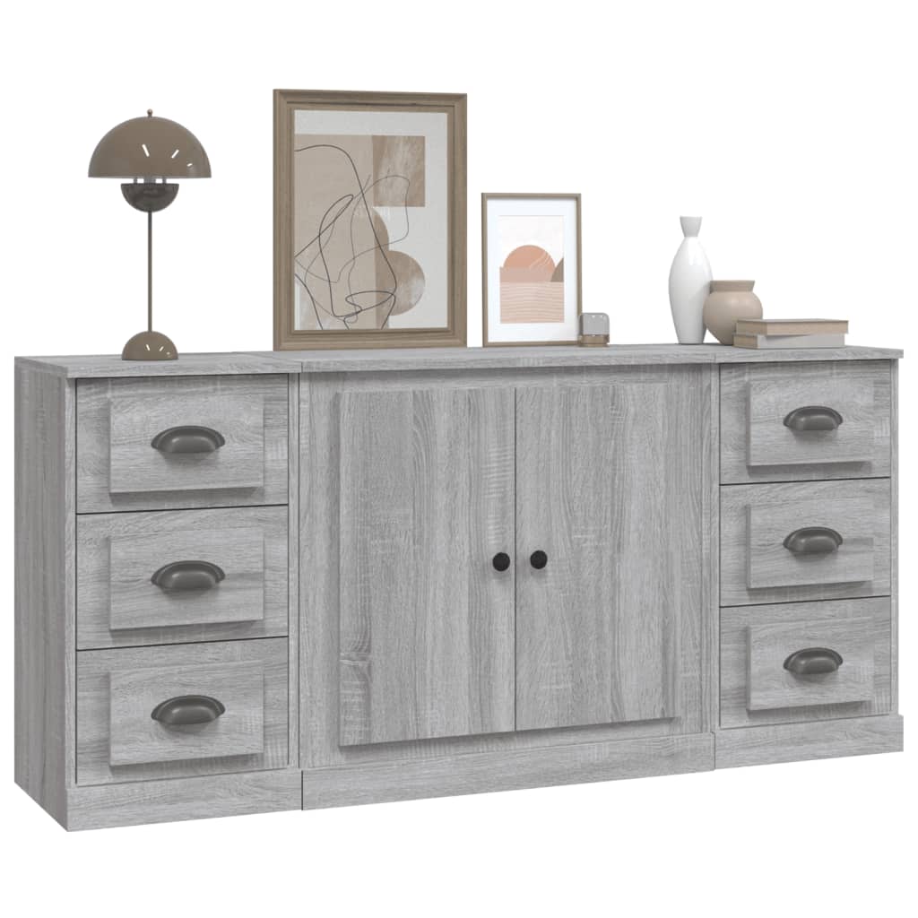 Sideboards 3 Stk. Grau Sonoma Holzwerkstoff