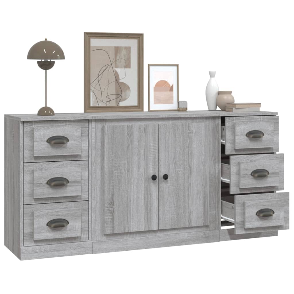 Sideboards 3 Stk. Grau Sonoma Holzwerkstoff