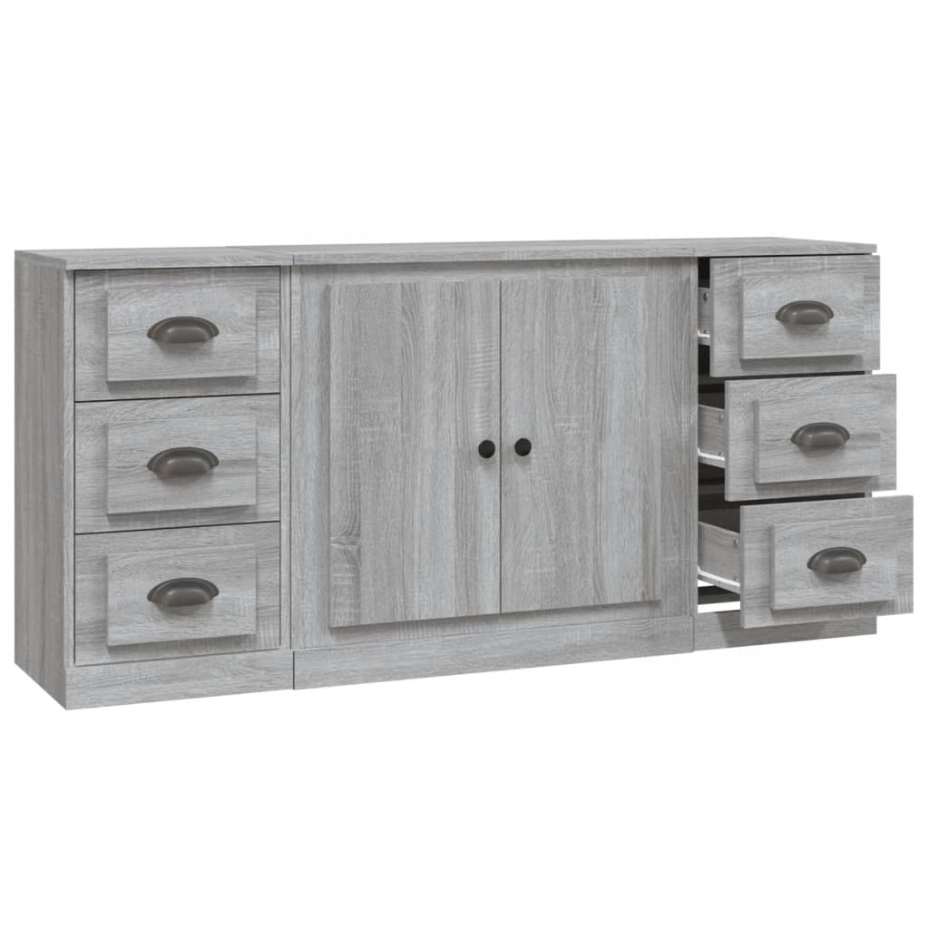 Sideboards 3 Stk. Grau Sonoma Holzwerkstoff