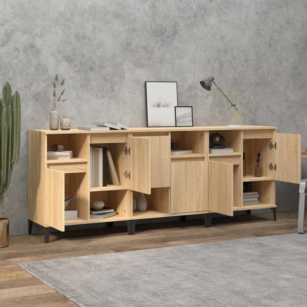 Sideboards 3 Stk. Sonoma-Eiche 60x35x70 cm Holzwerkstoff