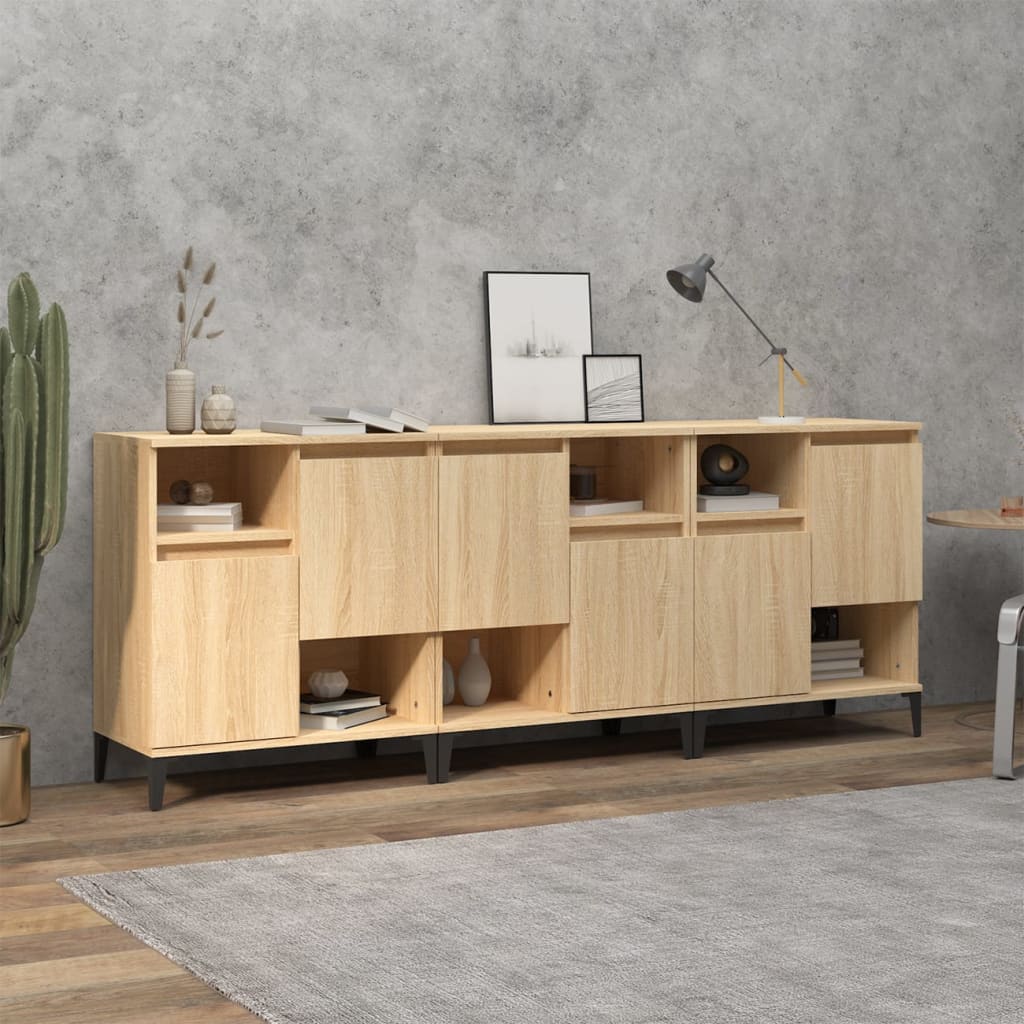 Sideboards 3 Stk. Sonoma-Eiche 60x35x70 cm Holzwerkstoff