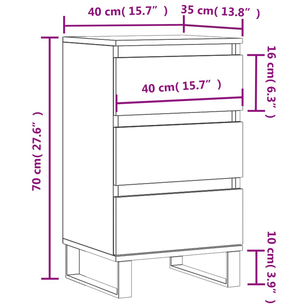 Sideboard Sonoma-Eiche 40x35x70 cm Holzwerkstoff