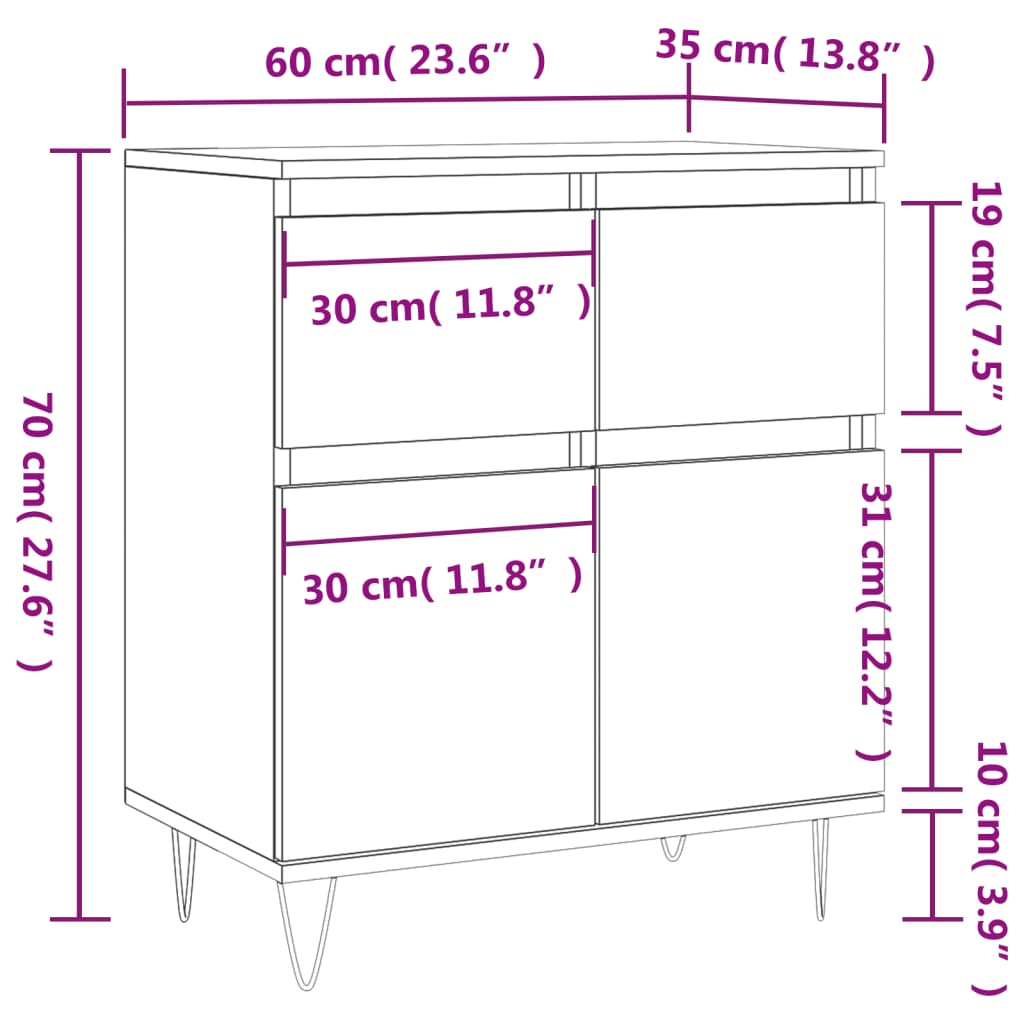 Sideboard Sonoma-Eiche 60x35x70 cm Holzwerkstoff