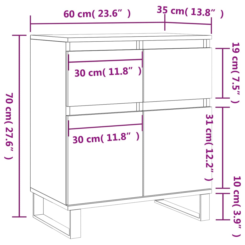 Sideboard Räuchereiche 60x35x70 cm Holzwerkstoff