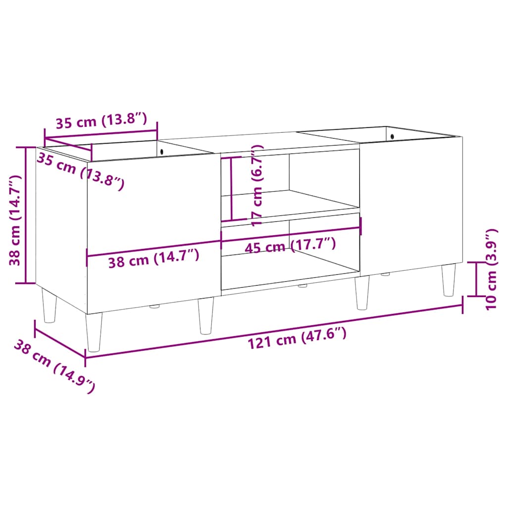 Plattenschrank Weiß 121 x 38 x 48 cm Holzwerkstoff