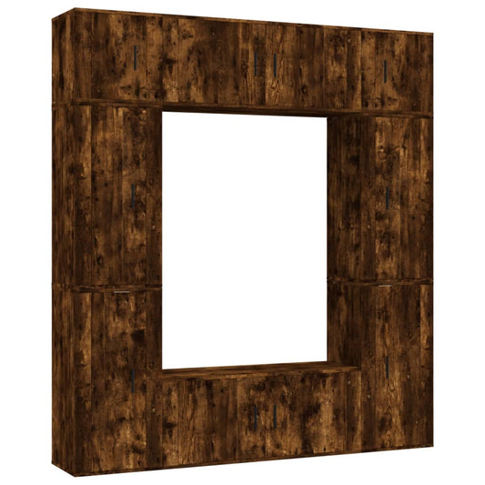 8-tlg. TV-Schrank-Set Räuchereiche Holzwerkstoff