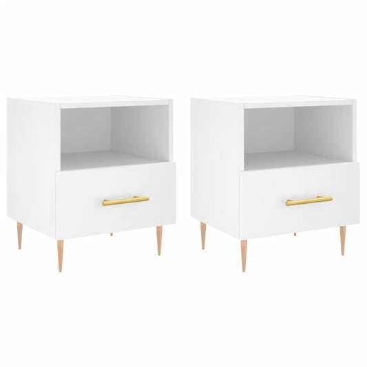 Nachttische 2 Stk. Weiß 40x35x47,5 cm Holzwerkstoff