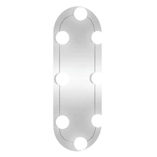 Wandspiegel mit LED-Leuchten 15x40 cm Glas Oval